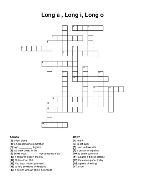 Long a , Long i, Long o Crossword Puzzle