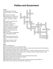 Politics and Government crossword puzzle