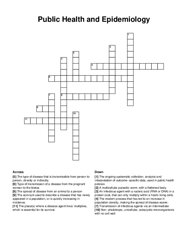 Public Health and Epidemiology crossword puzzle