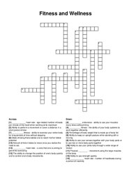 Fitness and Wellness crossword puzzle