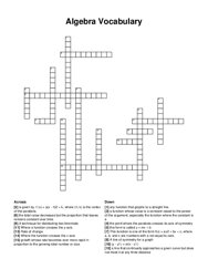 Algebra Vocabulary crossword puzzle