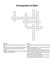 Arrangement of Stars crossword puzzle