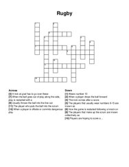 Rugby crossword puzzle