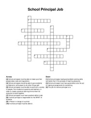 School Principal Job crossword puzzle