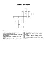 Safari Animals crossword puzzle