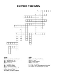 Bathroom Vocabulary crossword puzzle