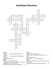Acid-Base Chemistry crossword puzzle