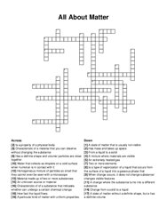 All About Matter crossword puzzle