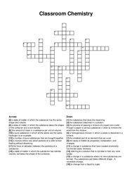 Classroom Chemistry crossword puzzle