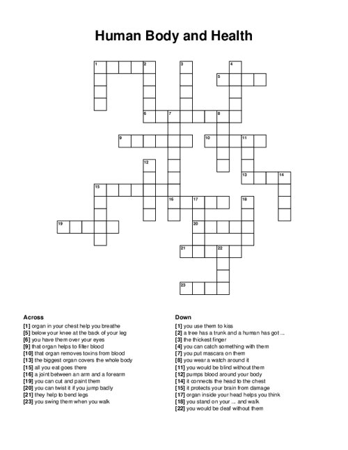 Human Body and Health Crossword Puzzle