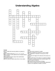 Understanding Algebra crossword puzzle