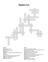 Algebra Fun crossword puzzle