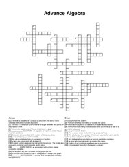 Advance Algebra crossword puzzle