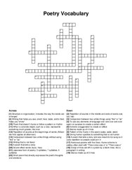 Poetry Vocabulary crossword puzzle