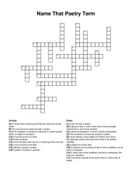 Name That Poetry Term crossword puzzle