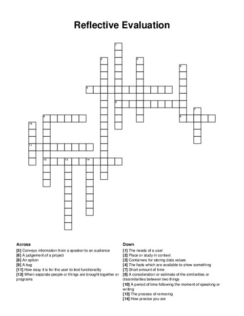 Reflective Evaluation Crossword Puzzle
