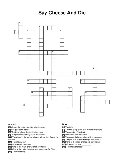 Say Cheese And Die Crossword Puzzle