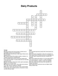 Dairy Products crossword puzzle