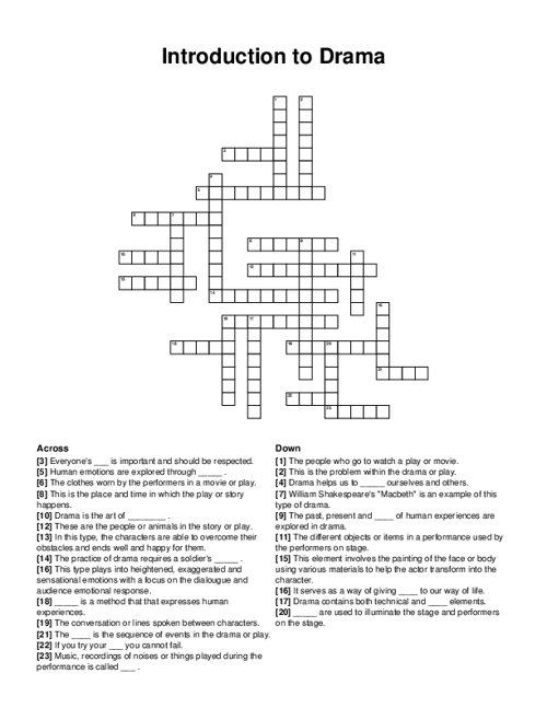 Introduction to Drama Crossword Puzzle