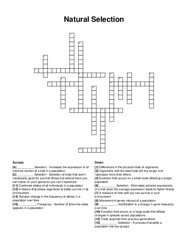 Natural Selection crossword puzzle