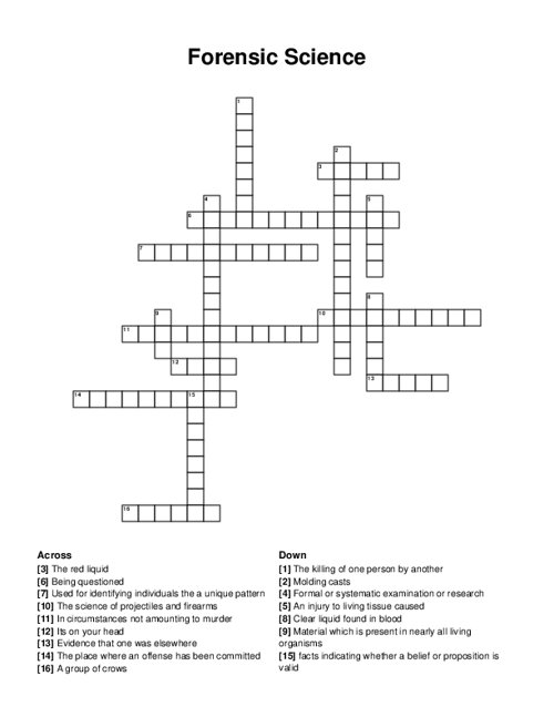 Forensic Science Crossword Puzzle