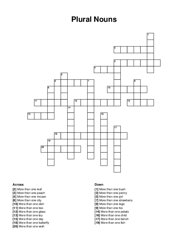 Plural Nouns crossword puzzle