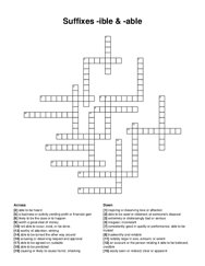 Suffixes -ible & -able crossword puzzle