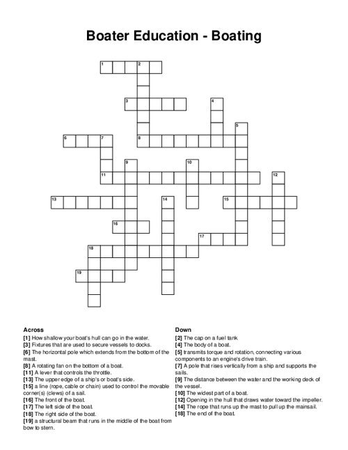 Boater Education - Boating Crossword Puzzle