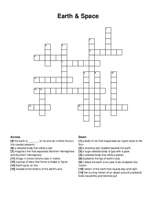 Earth & Space Crossword Puzzle