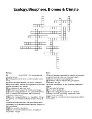 Ecology,Biosphere, Biomes & Climate crossword puzzle