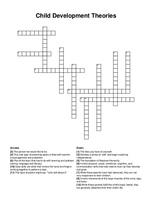 Child Development Theories Crossword Puzzle