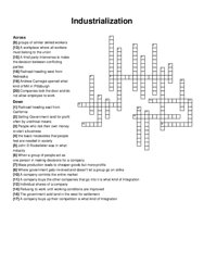 Industrialization crossword puzzle