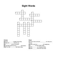 Sight Words crossword puzzle
