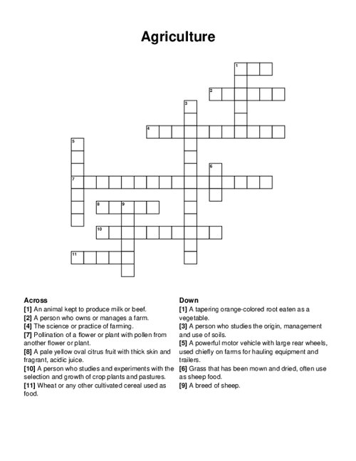 Agriculture Crossword Puzzle