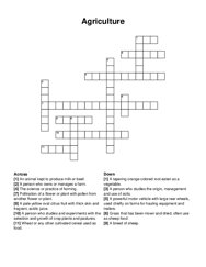 Agriculture crossword puzzle