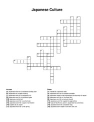Japanese Culture crossword puzzle