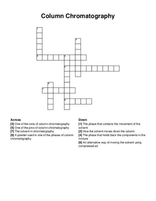 Column Chromatography Crossword Puzzle