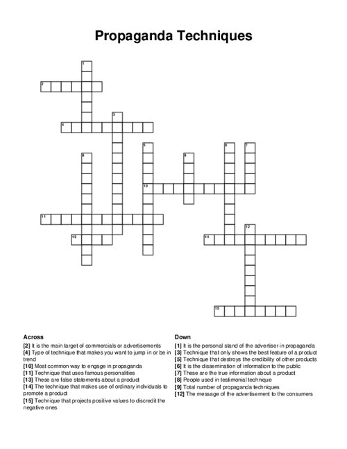 Propaganda Techniques Crossword Puzzle