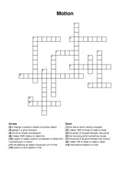 Motion crossword puzzle