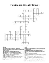 Farming and Mining in Canada crossword puzzle