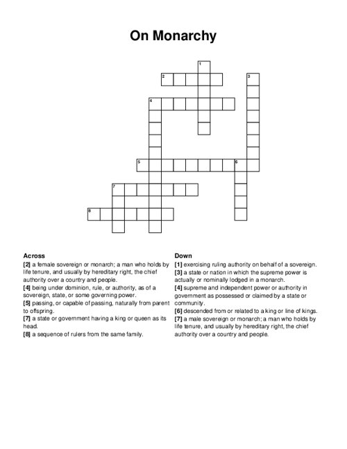 On Monarchy Crossword Puzzle