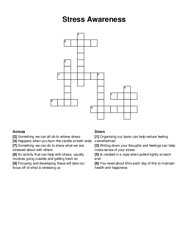 Stress Awareness crossword puzzle