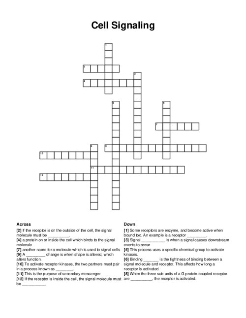 Cell Signaling Crossword Puzzle