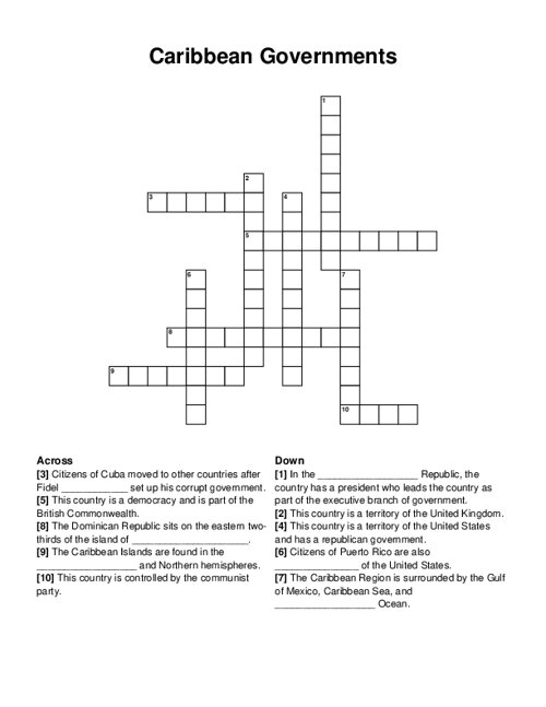 Caribbean Governments Crossword Puzzle