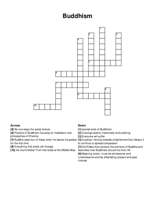Buddhism Crossword Puzzle