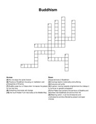 Buddhism crossword puzzle