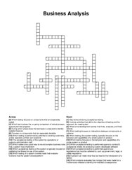 Business Analysis crossword puzzle