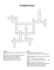 Football Crazy crossword puzzle
