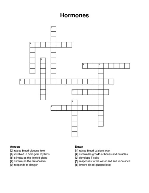 Hormones Crossword Puzzle