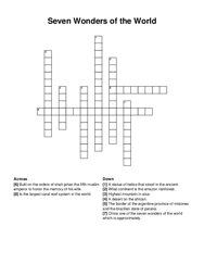 Seven Wonders of the World crossword puzzle